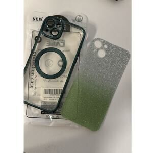 Protective case for iPhone 15 Plus with a removable inner glitter layer
